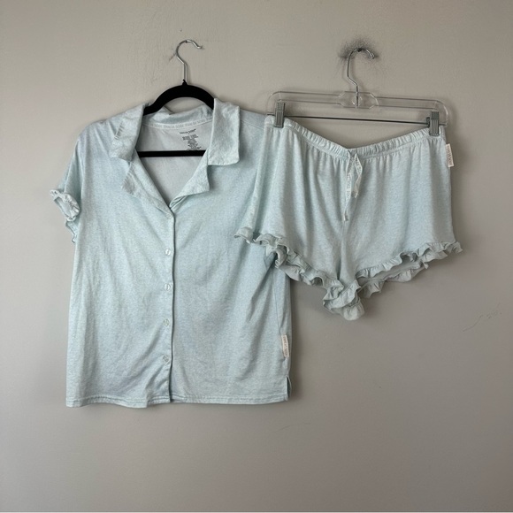Thalia Sodi | Light Blue Ruffle Hem Short Sleeve Shorts Pajama Set Size Medium - Picture 1 of 5